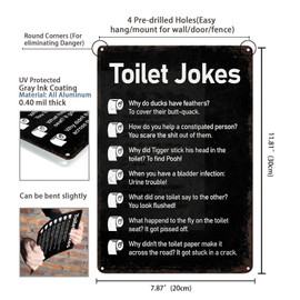 “Toilet Jokes” Metal tin signs, wall decorations for pubs, toilets, cafe bathroom wall decorations 12x8 Inch （2465）