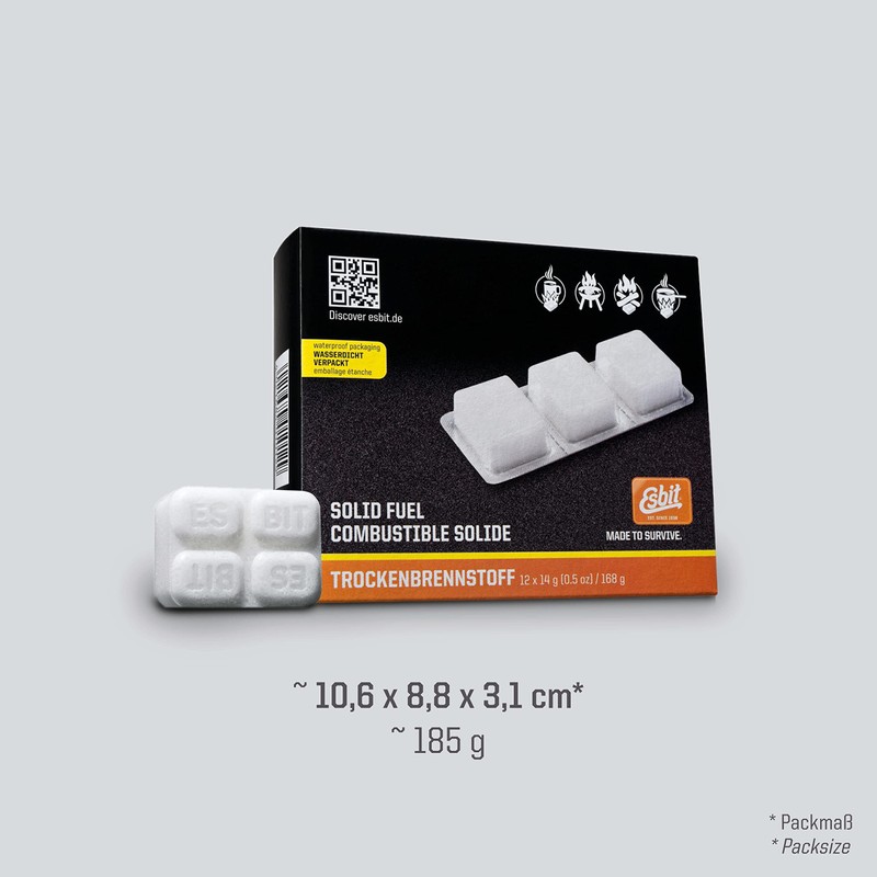 Esbit 1300-Degree Smokeless Solid 14g Fuel Tablets for Backpacking, Camping,