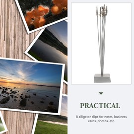 VILLCASE 8-Branch Photo Tree Card Holder, Silver Desktop Picture Display Stand for Photos Memos Notes - Sturdy Base with Clips for Office Wedding