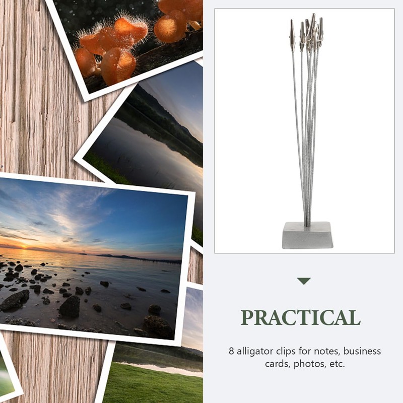 VILLCASE 8-Branch Photo Tree Card Holder, Silver Desktop Picture Display