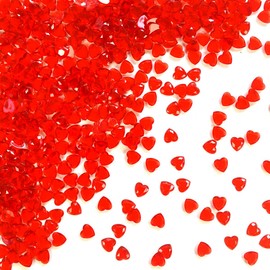1000 Heart Shape Crystal Diamond Confetti Table Scatters Home Wedding Party Craft (6cm, Red)