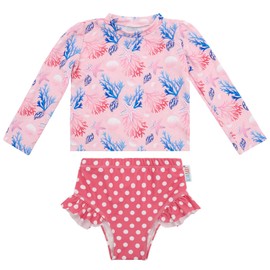 ALVABABY 4-5T Long Sleeve Rashguards, Baby/Toddler Girls' Rash Guard Sets,Girl Swimsuit UPF 50+ Sun Protection Two Piece Bathing Suit ST-P01-4-5T
