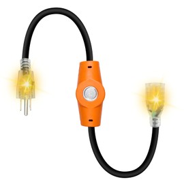 MAXKOSKO 1PC 120V 15A Temperature Controlled Extension Cord, Heat Cable Controller, Thermostatically Controlled Outlet Auto On/Off Below 37°F/Over 50°F, 20" Cord for Covered Outdoor Outlets