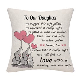 Daughter Cushion Cover Throw Pillow Cover Cushion Case from Mum Dad Daughter Gifts from Mother Father Daughter Birthday Gifts (our daughter)