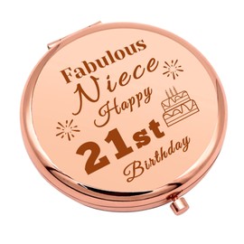 Niece Birthday Gift Compact Makeup Mirror Happy 21st Birthday Gifts for Niece Folding Makeup Mirror Niece Birthday Gifts from Aunt 21 Years Old Birthday Gifts for Her 21st Birthday Gifts for Her