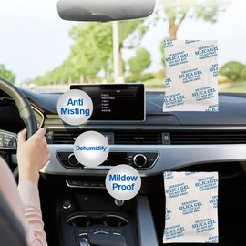 Weriirew Silica Gel Sachets Bag for Car Dehumidifier, 50 g [6 Packs] Bag Silica Gel Desiccant Moisture Absorber for Anti-Fog Car Windows