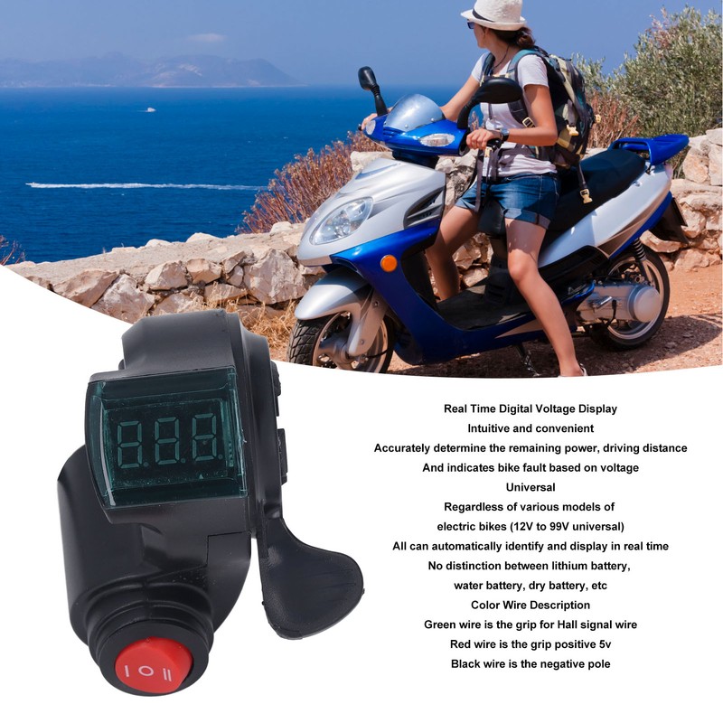 Electric Bike Thumb Throttle 3 Speed Digital Voltage Display Bicycle