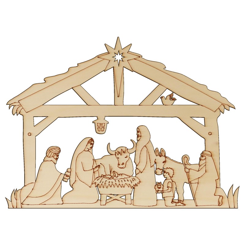 10x Wooden Nativity Manger Scene Craft Shape 3mm Ply Stable