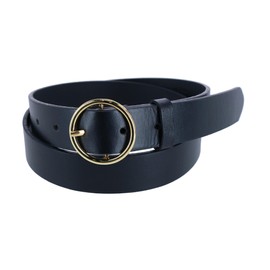 CTM Women's Thick Rounded Buckle Belt, Large, Black