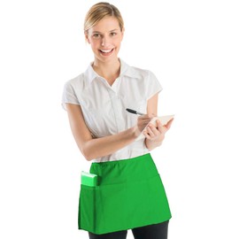BOHARERS Waist Apron with 3 Pockets - Green Waitress Waiter Server Short Apron