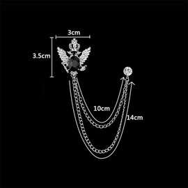 Vintage Eagle Chain Rhinestone Brooch Pin for Women Men Solitaire Crystal Bird King Crown Long Tassel Brooches Lapel Collar Suit Shirt Hat Tuxedo Brooches Pins Fashion Wedding Jewelry Gift Clothes Decoration (Silver)