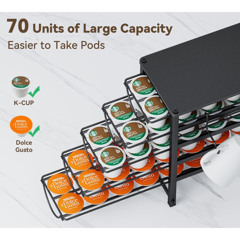 Coffee Vertuo Pod Holder, Capsules Stand Storage Drawer for K