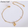 DAINTY Women /Girl Titanium Stainless Steel CZ Gold Heart Anklet