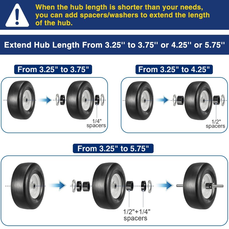 MaxAuto Lawn Mower Tires 13x5.00-6 Flat Free Tire and Wheel