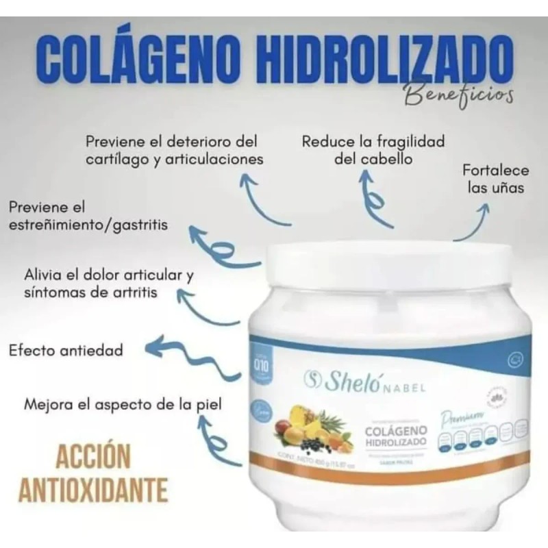 Colágeno Hidrolizado Premium Q10 Sheló Nabel 450g Frutas