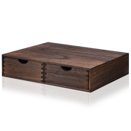 Suzile Coffee Pods Storage Holder Cabinet Vintage Countertop Storage Drawers Wooden Cup Organizer Under Brewe for Home Office Accessories(2 Drawer)