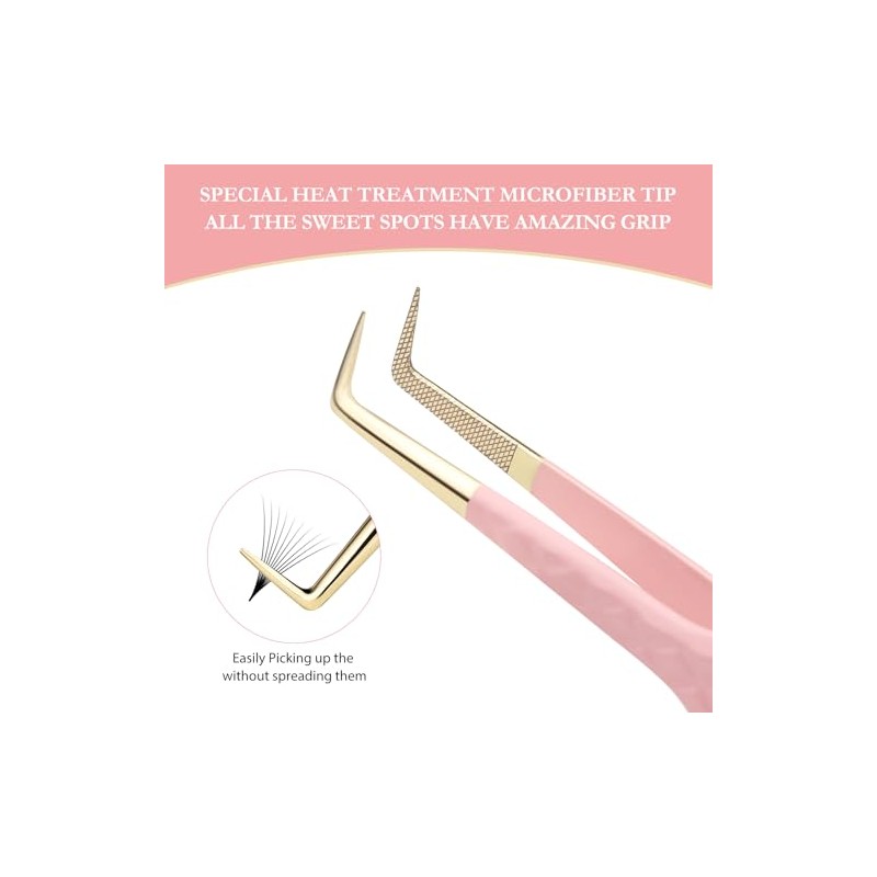 3 Pcs Precision Fiber Tip Lash Tweezers Set for Eyelash