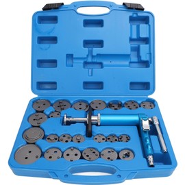 24PCS Pneumatic Brake Caliper Piston Wind Back Compression Spreading Tool Kit for Brake Pad Replacement, Heavy Duty Brake Piston Caliper Compression Tool Set with 22 Adapters Fits Most Vehicles