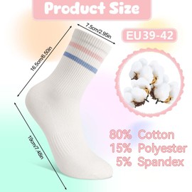 Utensilsto 6 paia di calzini da donna 39-42, Multicolore, Sportivi, Tennis, Strisce, Cotone, Comodi, Versatili per lo sport e il lavoro
