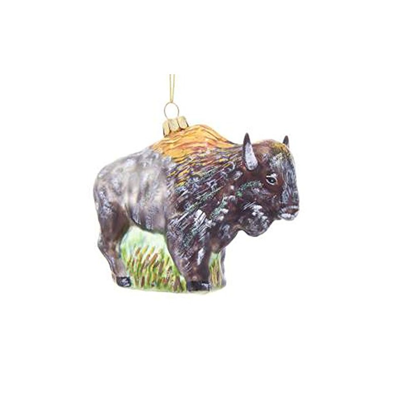 Kurt Adler Noble Gems Glass Buffalo Ornament, 3.5-Inch