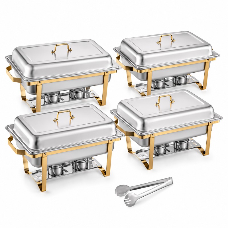 8QT Stainless Steel Chafing Dish Set for Buffets – Gold