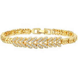 Poemmoon Gold Bracelets for Women, 18K Gold Plated Tennis Bracelets for Women, Trendy Chunky Chain Bracelet with Cubic Zirconia (leaf bracelet)