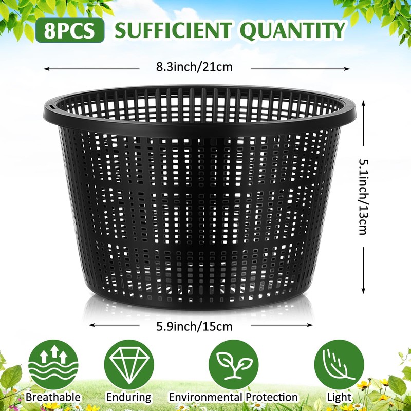 Weysat 8pcs Pond Plant Baskets Hydroponic Baskets 8.3 Inch Round