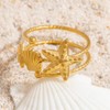 Bohemian Starfish Shell Finger Statement Ring for Women Gold Plated