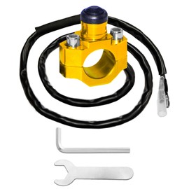 Belinous Motorcycle Engine Kill Switch, CNC Universal Stop Start Switch, On Off Switch Button with Mounting Backplate for ATV, Dirt Bike, Scooter, Quad with 22mm Handlebar (Gold)