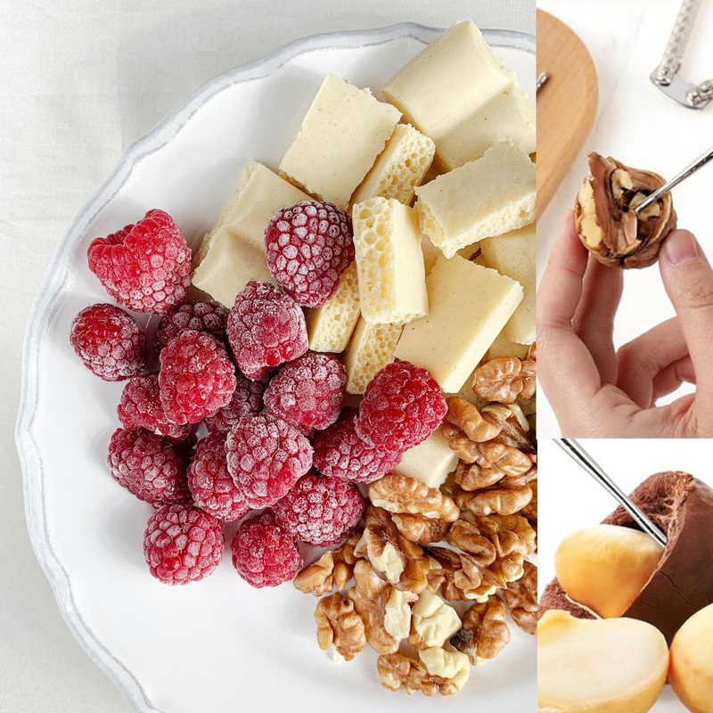 Fufuaicf Stainless Steel Nut Cracker Set for Nuts，3 Pcs Nutcracker