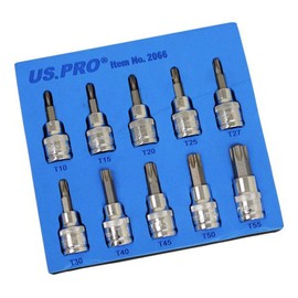 US PRO 10Pc 3/8 Drive 48mm Long S2 Torx Socket Set T10 - T55 B2066