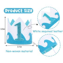 The Big One Birthday Crown for Baby Boys - 1st Birthday Hat, First Birthday Decorations Boy, Surfs up Birthday Decorations, Beach Birthday Party Supplies, Boys First Birthday Outfit