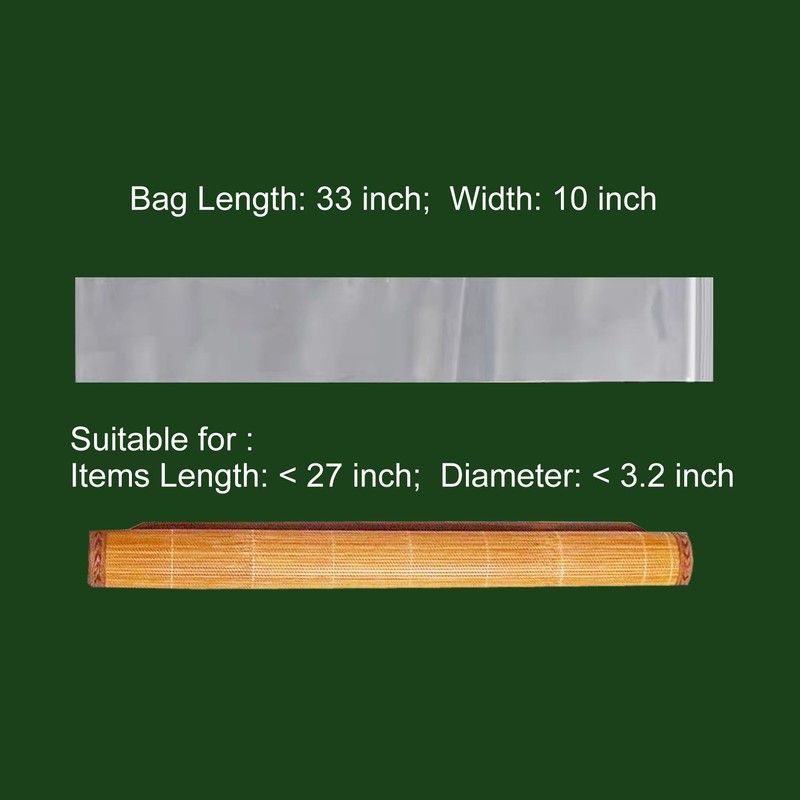 DONCIDAY Extra Long Zip Bags (50-Pack), 6 mil Clear Reclosable