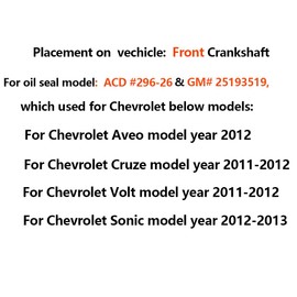 KM-960 Crankshaft Seal Installer,EN-960 Front Crankshaft Seal Tool, compatible with 2011-2012 Chevy Cruze Volt, 2012 Chevy Aveo,2012-2013 Chevy Sonic