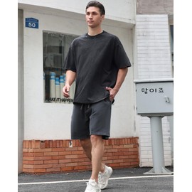 3 Pcs Oversized Heavy Cotton Summer T-Shirts Vintage Unisex Short Sleeves Casual Loose Basic Tops(Beige+Black+Grey M)