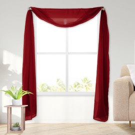 Elegant Comfort Lightweight Sheer Voile Window Scarf Valance - 216 Inch Long - 1 Panel Long Sheer Curtain for Living Room, Event Decor, Bedroom, (1 Piece) 55" X 216'' Long, Burgundy