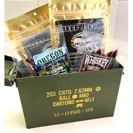 Jerky Dynasty Ammo Can Alcohol Jerky Gift Pack in a Ammo Can - Premium Whole Pieces & Sticks for Camping, Hiking, Fishing, Hunting, and Apocalypse Prepping - Long Shelf Life