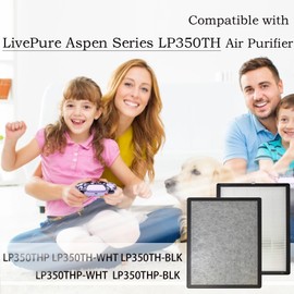 LP350THP Filter for LivePure Aspen series LP350 LP-HF350 LP350THP LP350TH Air Purifiers, 1 Pack LP-HF350 True Hepa Filter and 4 Pack LP-PF900 Pre-Filter