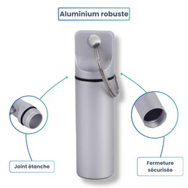 MEDIPILL - Pillendose für den Tag | Mini Medikamentenboxen | Kleiner Pillenspender für Reisen | Violett, Schwarz, Grau & Violett | Aluminium | 4 Stück | MED-PC1-LOT