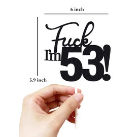 53 decoraciones para tartas, 53 decoraciones para tartas de cumpleaños, purpurina negra, divertida decoración para tartas 53 para hombres, 53 decoraciones para tartas para mujeres, decoraciones de 53 cumpleaños, decoración para tartas de 53 cumpleaños, c