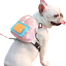 DoggieKit Dog Backpack for Small Dogs to Wear,Cute Pet Puppy Harness Backpacks with Leash Adjustable Dog Self Carrier Bag for Travel Hiking Daily Walking (S, Pink)