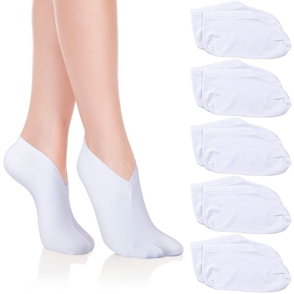 5 Pairs Moisturizing Socks Overnight Spa Socks for Dry Feet, Moisture Enhancing Socks, Cosmetic Moisturizing Socks for Women and Men, White