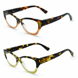 DABYDA Cateye Reading Glasses for Women Blue Light Blocking Computer Glasses with Spring Hinge(2Pairs 1.50)