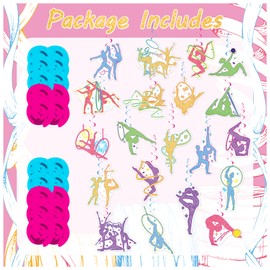 20 Pcs Different Gymnastics Hanging Swirls Gymnastics Party Decorations Double Sided Printing Gymnastics Ceiling Decorations for Gymnastics Birthday Party Supplies