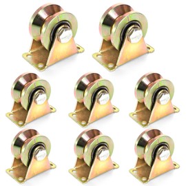 Coloch 8 Pack 2” V-Groove Wheel, Steel Sliding Gate Wheels Heavy Duty Rigid Caster Wheels with Bracelet V Track Pulley Roller for Rolling Gate, Industrial Machines Rail, Each Loading Capacity 650Lbs