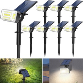 WENATY 102 LED Solar Spot Lights Outdoor Waterproof IP65, Adjustable Landscape Spotlights, [8 Pack/4 Modes] Auto On/Off Solar Powered Flood Lights for Outside Yard Garden Wall Pathway (Cool White)