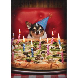 Dog with Birthday Pizza - Avanti Stand Out Pop Up Funny Birthday Card