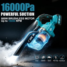 Cordless Vacuum Cleaner Handheld - Stick Shop Vac with 2×4.0Ah Batteries and Charger, Compatible with Makita, Washable HEPA Filter, Portable Car Vacuum for Home Pet Hair Garage Workshop