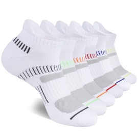 COOPLUS Mens Cotton Athletic Ankle Socks Performance Cushioned Breathable Low Cut Tab Sock with Arch Support (6 Pairs)