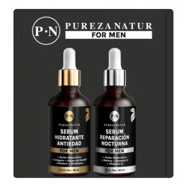 Paquete Sueros Cuidado Facial Hombre Serum Dia Y Noche 50ml Acido hialurónico, Retinol serums para rutina completa skincare masculino                 